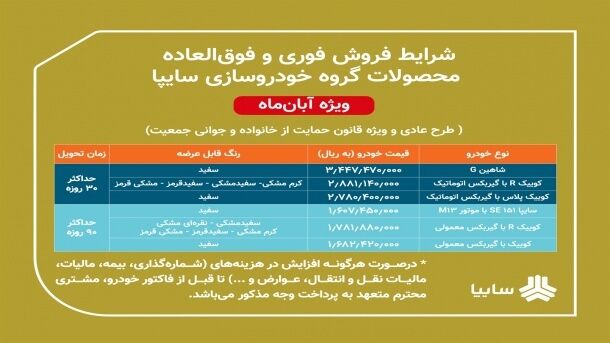 آغاز فروش فوری محصولات گروه سایپا بدون قرعهکشی