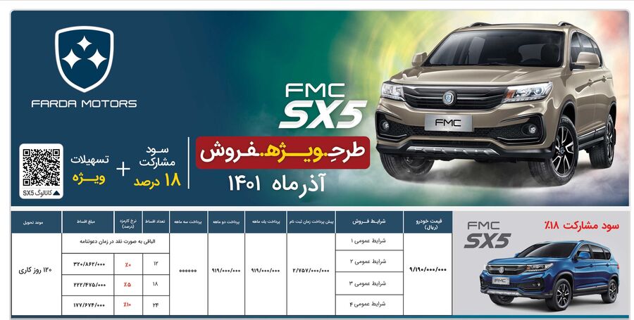 طرح جدید فروش محصولات فرداموتورز - آذر 1401