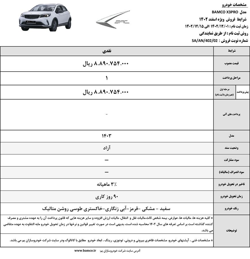 اولین شرایط فروش BAC X۳ PRO اعلام شد