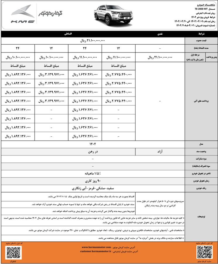 آغاز فروش ویژه KMC T8 با شرایط متنوع نقد و اقساط از ۹ تیرماه ۱۴۰۴