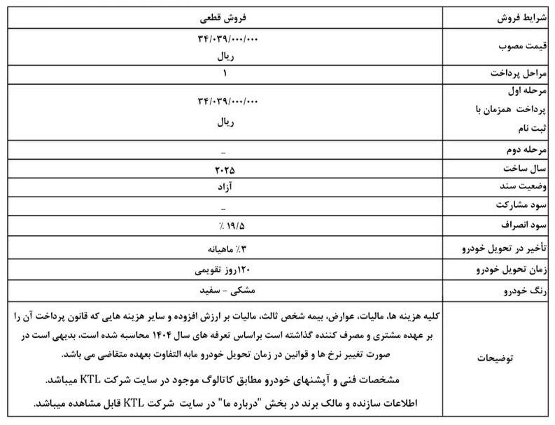 شرایط فروش: